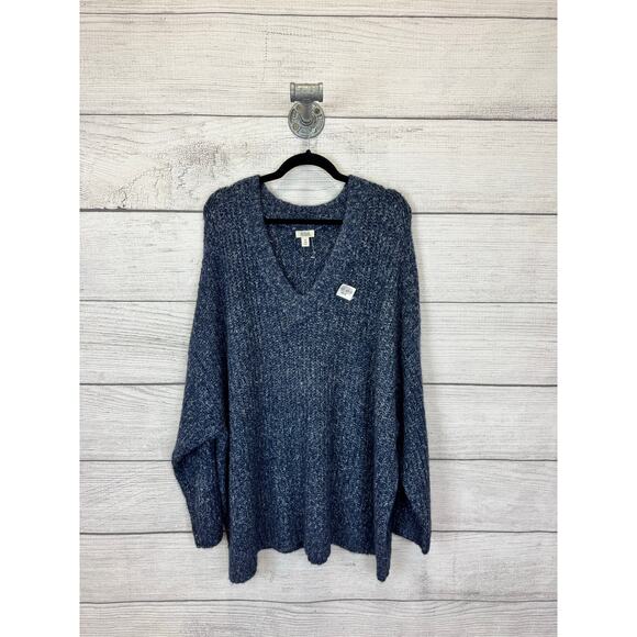 A New Approach Plus Size Blue Woven Knit V-Neck Sweater Size 2X - Picture 1 of 5